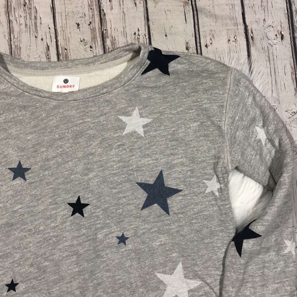 Sundry Stars Pattern Grey Pullover Sweatshirt - image 6
